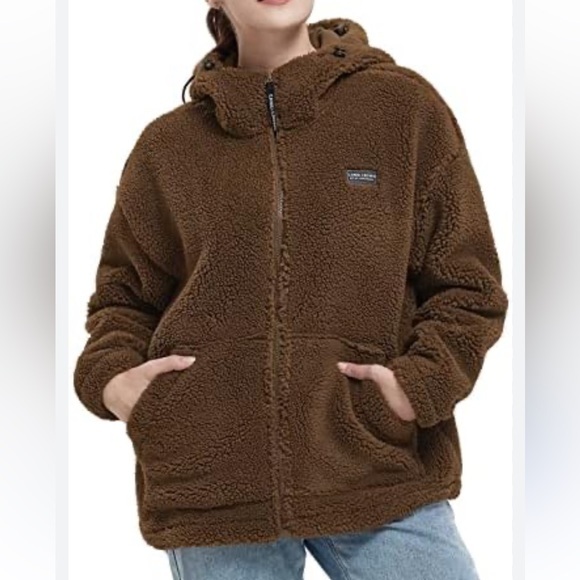 Camel Crown Jackets & Blazers - CAMEL CROWN  Fleece Sherpa Jackets Hooded Faux Shearling  Coat Sz XL